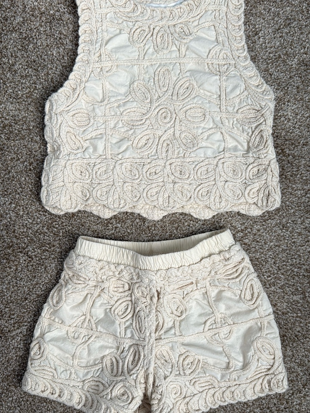 Zara Cream Embroidered Kids Matching Set